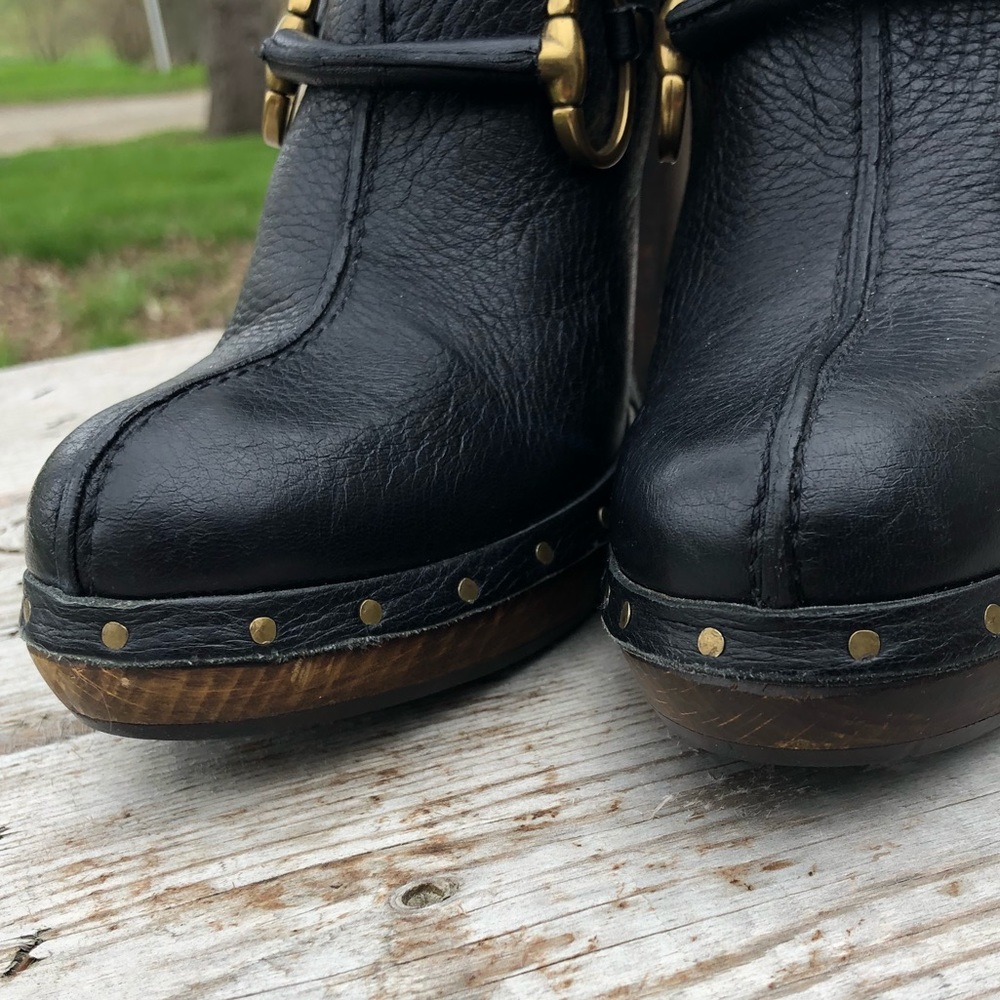 Gucci Horsebit Clogs 8.5 Black Shoes Vintage Mules - Picture 7 of 14